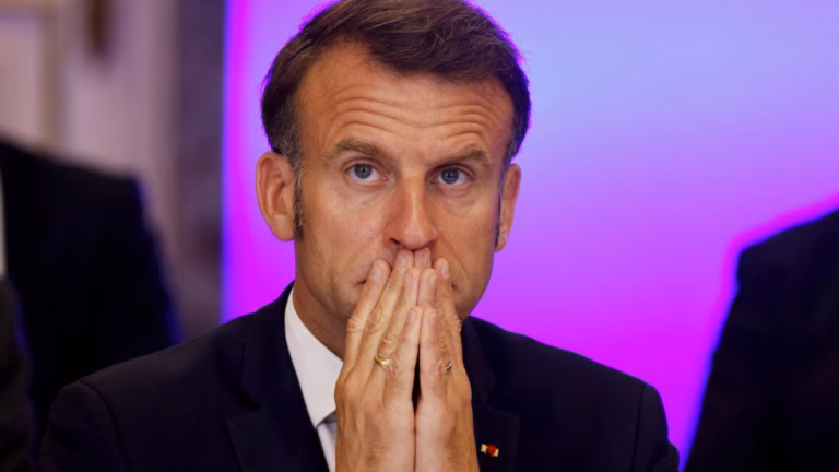 French President Macron resurfaces on the national scene with lofty statements, yet he offers little in terms of tangible plans.