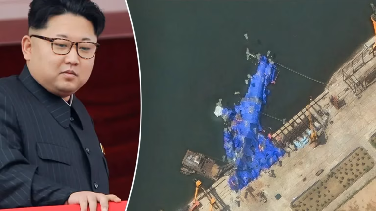 Images from satellites show damage to a naval destroyer in North Korea following an unsuccessful launch.