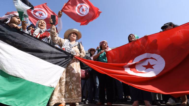 Protesters make their way to Gaza in opposition to obstruction of humanitarian assistance