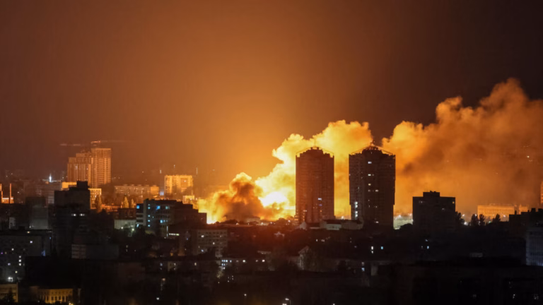 According to Ukrainian officials, a drone attack by Russians on Kyiv results in a minimum of four fatalities.