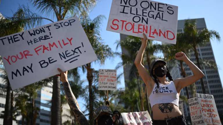 Demonstrations against Trump’s immigration crackdown escalate nationwide.