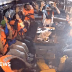 Demonstrators claim Israeli forces have entered a vessel carrying aid to Gaza