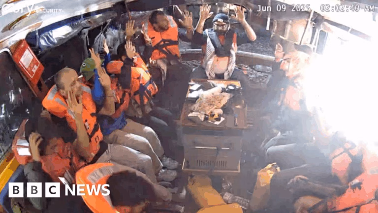 Demonstrators claim Israeli forces have entered a vessel carrying aid to Gaza