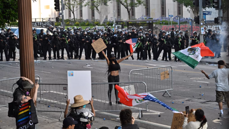 Photographer working for the Associated Press survives injury from rubber bullet during Los Angeles demonstration