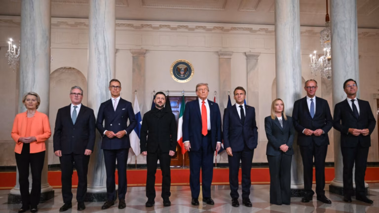 Ukrainian President Zelensky and European allies advocate for a halt in hostilities and security assurances during a crucial summit in Washington D.C.