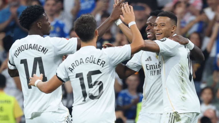 Kylian Mbappé spearheads Real Madrid’s triumph in opening match of Spanish league against Osasuna.
