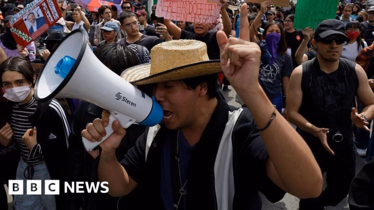 Mexican residents demonstrate against holidaymakers and urban revitalization