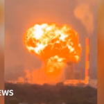 A powerful blast strikes a Russian oil plant