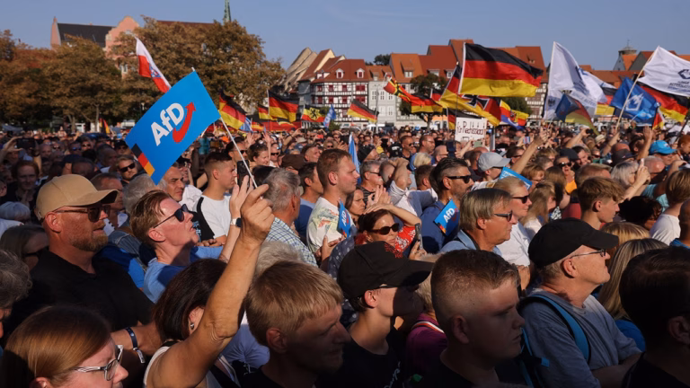 The AfD party in Germany takes the lead for the first time, surpassing the CDU with 26% of the vote.