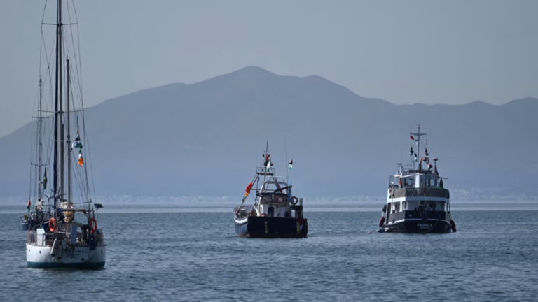 Activists from the Gaza aid flotilla report that another vessel has been struck by what is believed to be a drone.