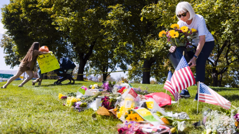 Donald Trump advocates for calm following Charlie Kirk’s murder while authorities persist in their search.”“Trump calls for tranquility after the tragic death of Charlie Kirk; ongoing pursuit of the perpetrator continues.”“In response to Charlie Kirk’s tragic demise, Trump advocates for harmony; manhunt is still in progress.”“Following Charlie Kirk’s murder, Trump advocates for peace as the search for the responsible party goes on.”“Amidst Charlie Kirk’s tragic killing, Trump urges for a peaceful resolution; the search for the offender continues.”“Following Charlie Kirk’s murder, Trump promotes peace and unity as the investigation into the crime proceeds.