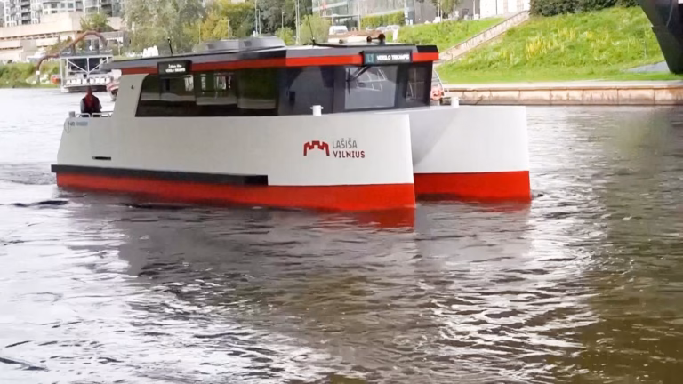 The maiden electric vessel of Europe sets sail on river; however, its purpose remains uncertain.