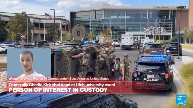 A probe is in progress following the incident involving gunfire against right-wing figure Charlie Kirk.